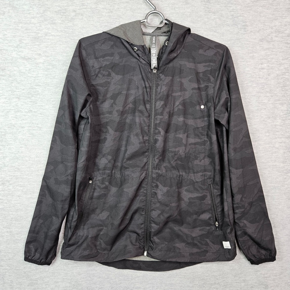 Vuori Mens Outdoor Trainer Shell Camo Hooded Full Zip Jacket Black Small VW501